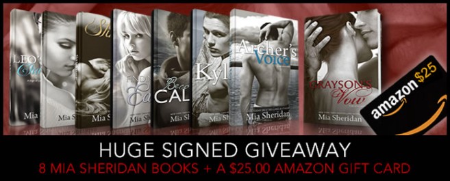 $25.00 GIFT CARD + HUGE SIGNED GIVEAWAY!!! WIN ALL 8 SIGNED BOOKS BY MIA SHERIDAN